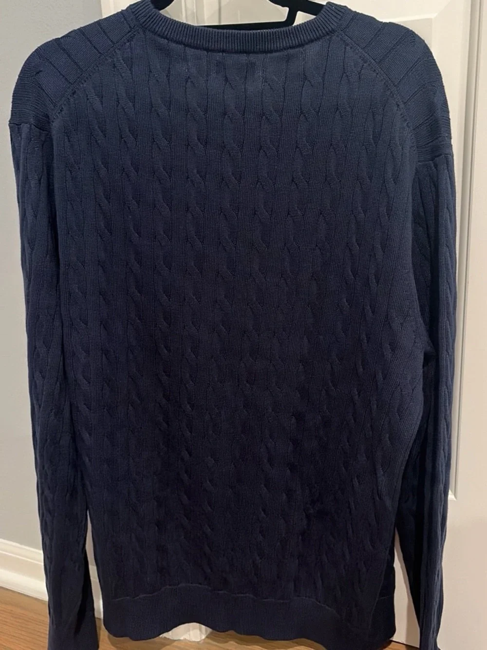 J. Crew Navy Cable‑Knit Cotton Crewneck Sweater